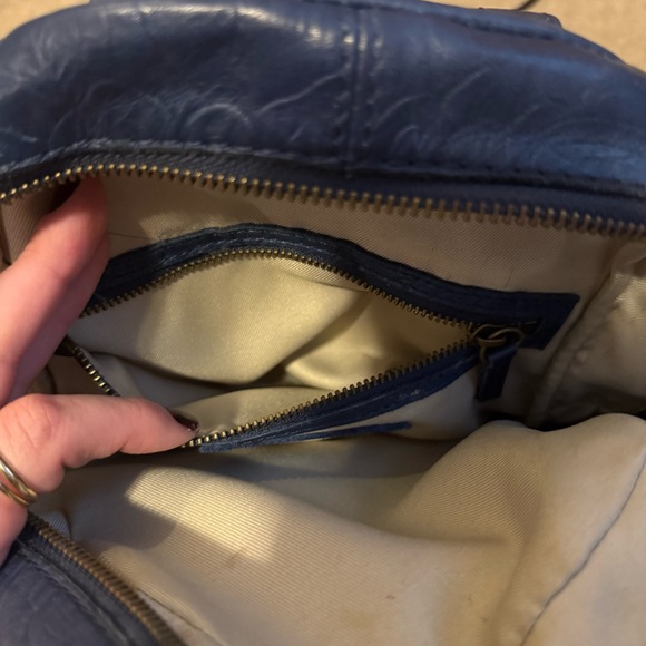 Blue Embossed Leather Backpack - Picture 4 of 6